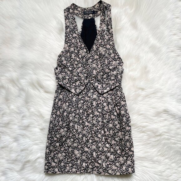 All Saints Black White Floral Ditzy Eviana Indie Sleeze Mini Sleeveless Dress - Picture 2 of 7